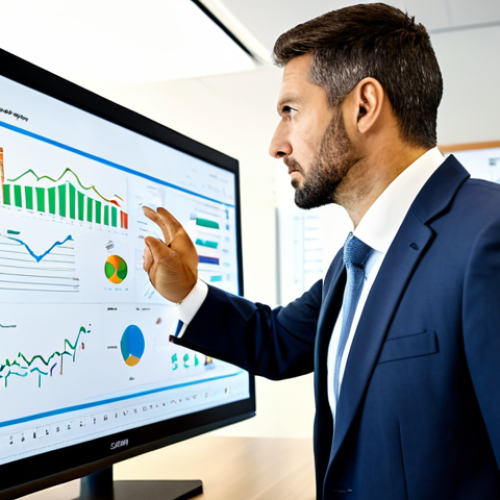 Home 18 A professional coach, an adult in a modest business suit, thoughtfully analyzing feedback data on a large digital screen in a modern, well-lit meeting room. Scattered notes, charts, and diagrams symbolizing diverse feedback sources are visible on a table. The coach's expression is focused and reflective, demonstrating an active, engaged approach to understanding insights. The background shows a collaborative workspace hinting at the future application of insights. The image conveys continuous improvement and strategic planning. fully clothed, appropriate attire, safe for work, perfect anatomy, correct proportions, natural pose, well-formed hands, proper finger count, natural body proportions, professional dress, high quality, professional photography, appropriate content, modest, family-friendly.