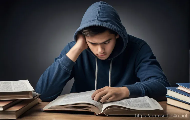 자기주도학습코치와 상담심리사 협력 사례 - **Prompt:** "A young adult student (around 20-25 years old) sits at a cluttered desk overflowing wit...