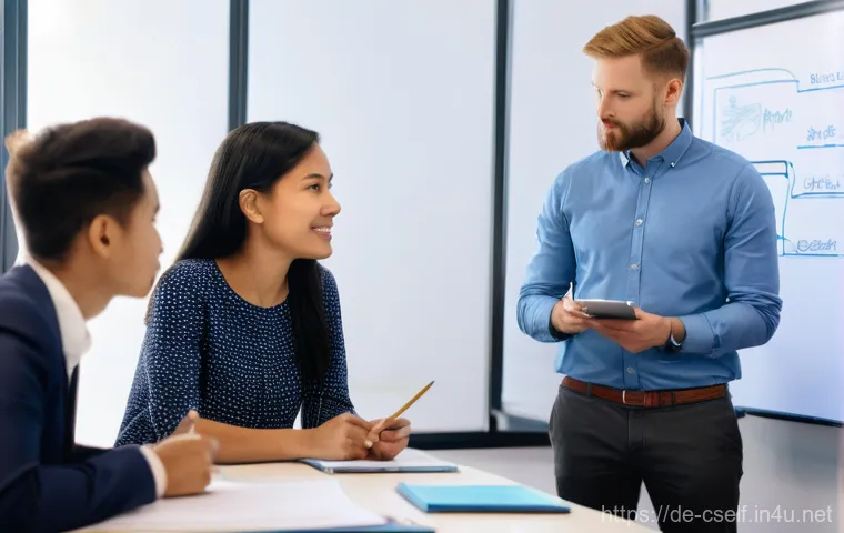 자기주도학습코치 협업 네트워크 구축법 - A diverse group of professional learning coaches (men and women, various ethnicities and ages) gathe...
