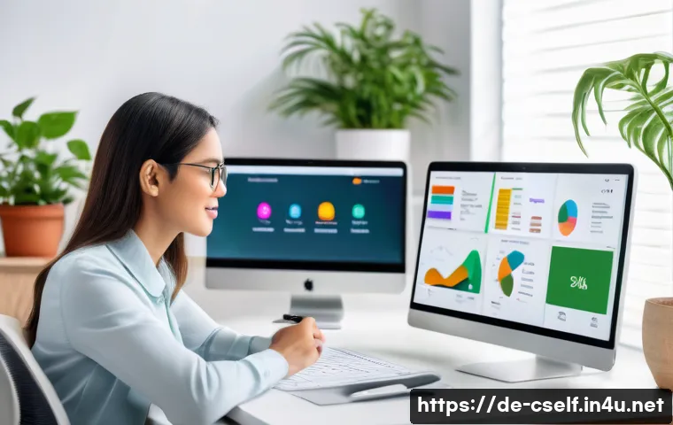 자기주도학습코치 교육 콘텐츠 트렌드 - A modern digital learning coaching scene in a bright, spacious home office, featuring a young profes...