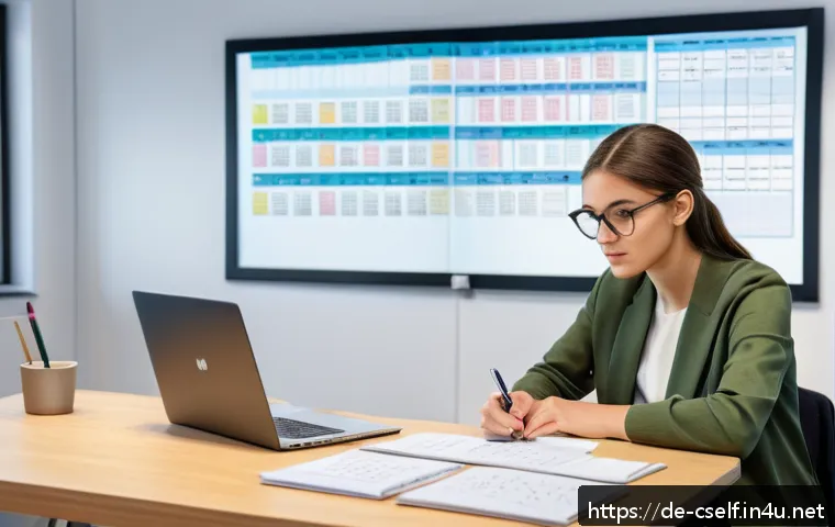 자기주도학습코치와 자기주도학습 차이 - A modern German study room with a young adult sitting at a clean desk, focused on active learning. T...