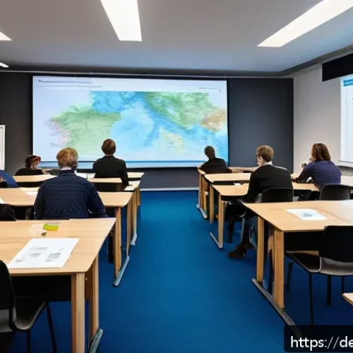 자기주도학습코치 인증기관 비교 - A modern classroom setting in Germany, showing a diverse group of adult students attentively partici...